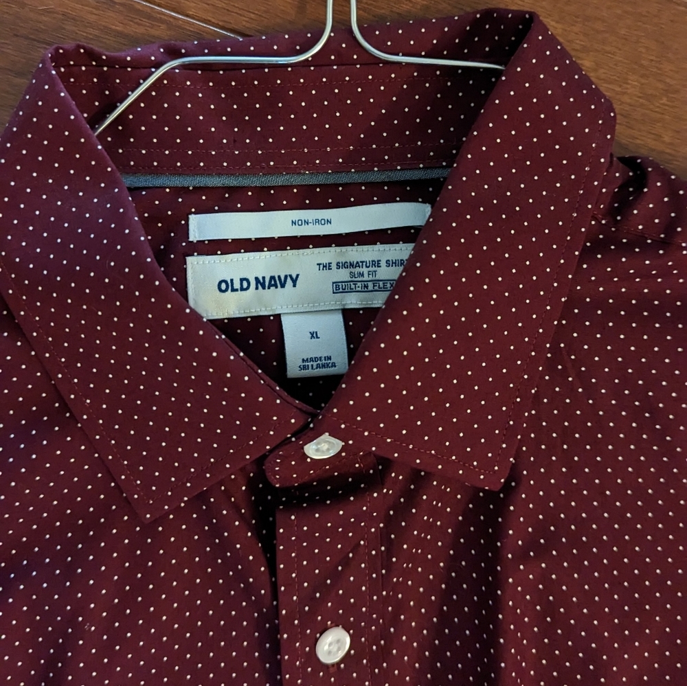 Old Navy - Non Iron Polka Dot Button Down Dress Shirt - Men's XL - Picture 2 of 3